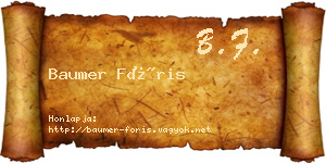 Baumer Fóris névjegykártya